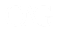 White, stylized "OAG" text logo on a transparent background.